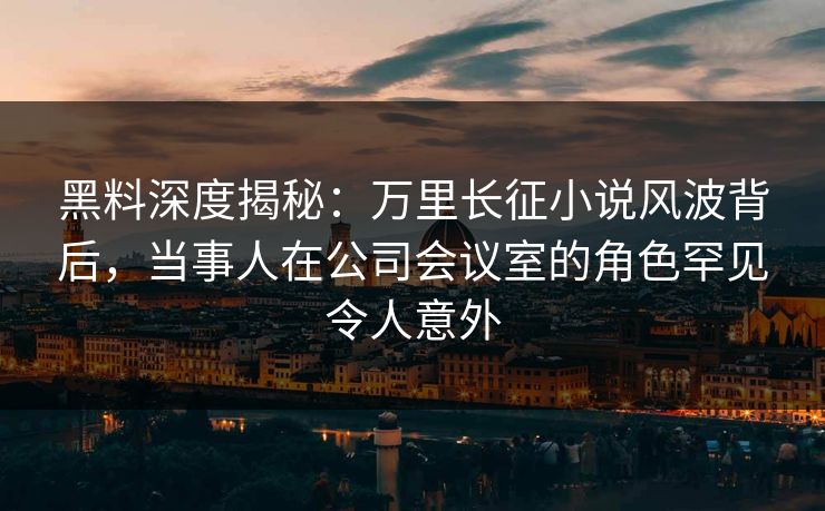 黑料深度揭秘：万里长征小说风波背后，当事人在公司会议室的角色罕见令人意外