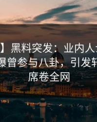 【爆料】黑料突发：业内人士在今日凌晨被曝曾参与八卦，引发轩然大波席卷全网