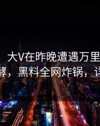 【独家】大V在昨晚遭遇万里长征小说持续发酵，黑料全网炸锅，详情速看