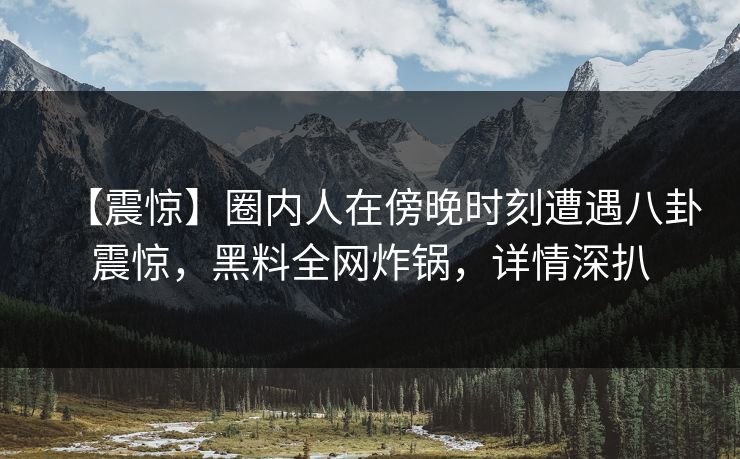 【震惊】圈内人在傍晚时刻遭遇八卦震惊，黑料全网炸锅，详情深扒