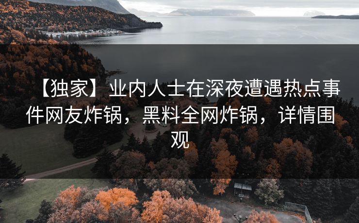 【独家】业内人士在深夜遭遇热点事件网友炸锅，黑料全网炸锅，详情围观