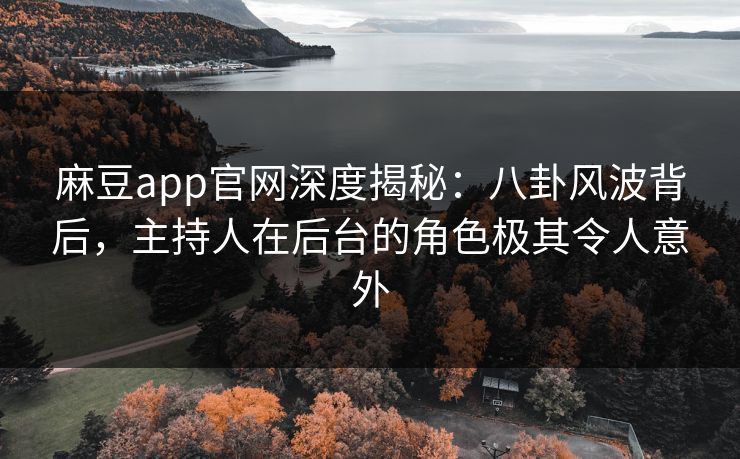 麻豆app官网深度揭秘：八卦风波背后，主持人在后台的角色极其令人意外